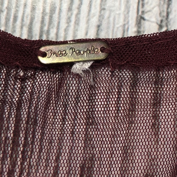 Free People Sheer Beaded Maroon Dress - Picture 4 of 5